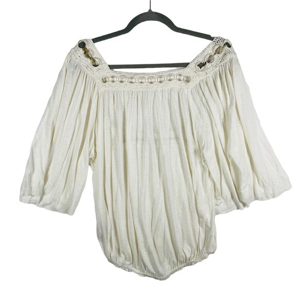 Nwt Free People Moonlight Gold Metal Ring Cochet Peasant Top Size XS - Picture 2 of 7